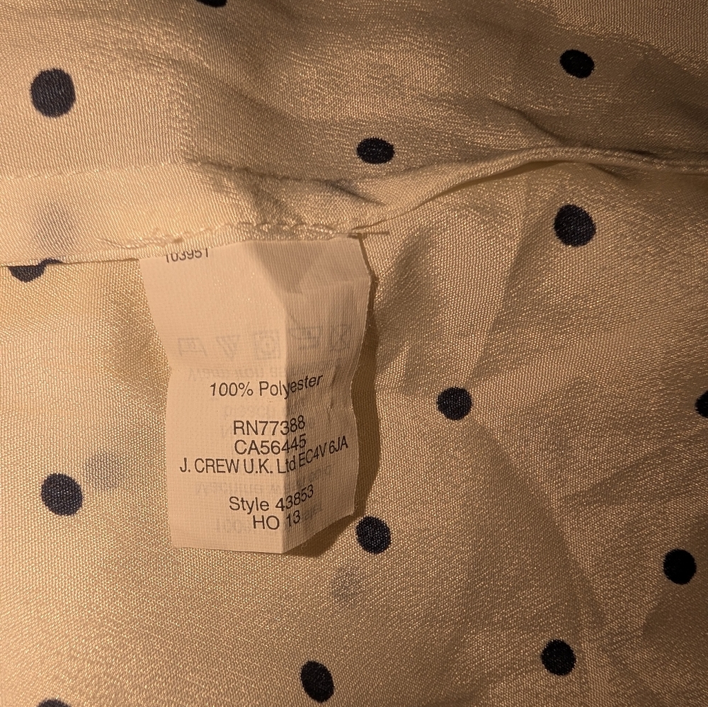J. Crew Cream Sleeveless Ruffle Neck Polka Dot Blouse - Picture 2 of 7